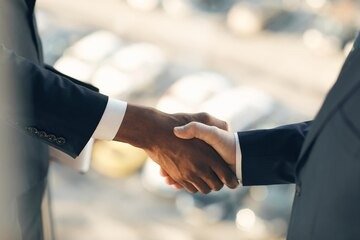 Aperto de mãos entre especialista e cliente